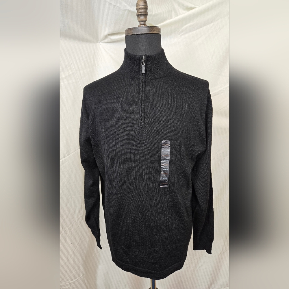 Linea Uomo Men's Black Half-Zip Sweater